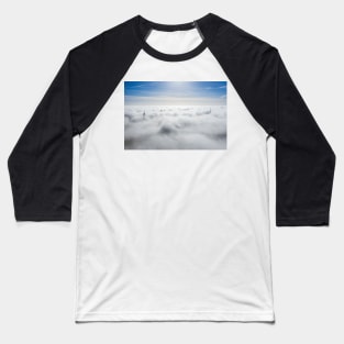 Wind farms sticking out above the clouds Baseball T-Shirt